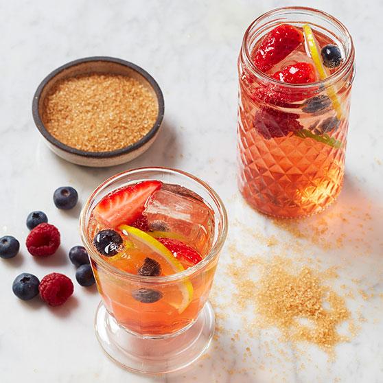 Bubbly sangria with shrub